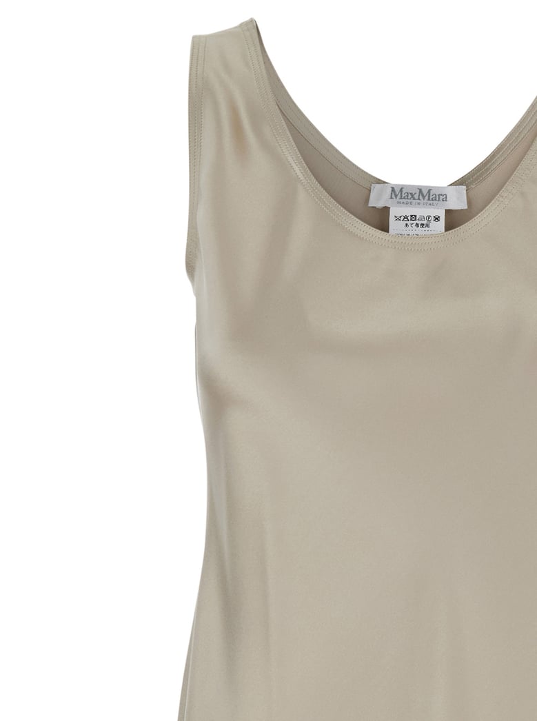 beige silk dress with asymmetrical bottom by Selfnex