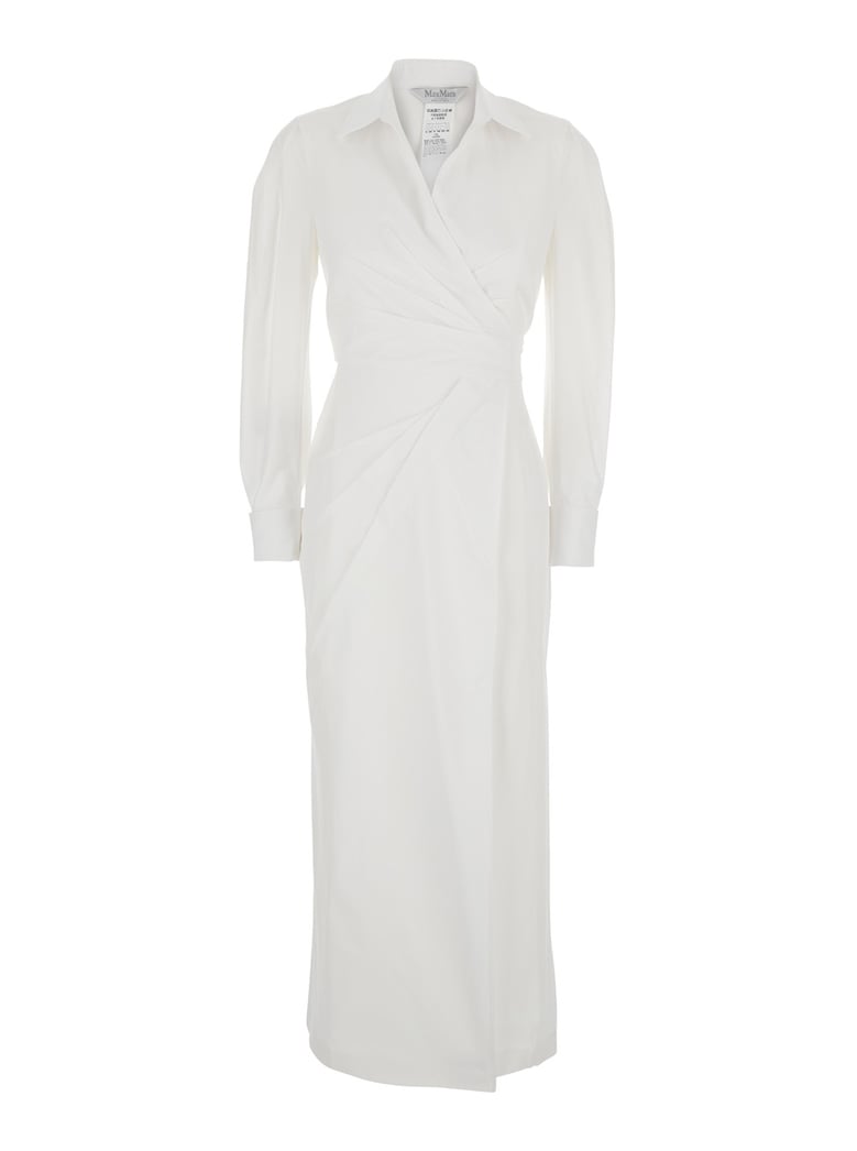 white long dress with asymmetrical waist detail by Selfnex