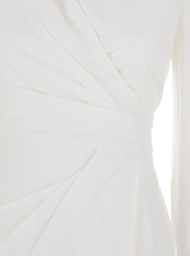 white long dress with asymmetrical waist detail by Selfnex