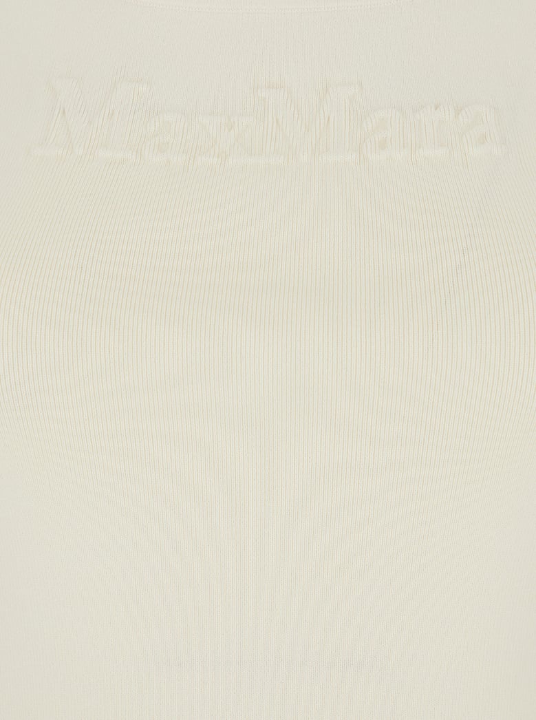 white sleeveless top with square neck by Selfnex