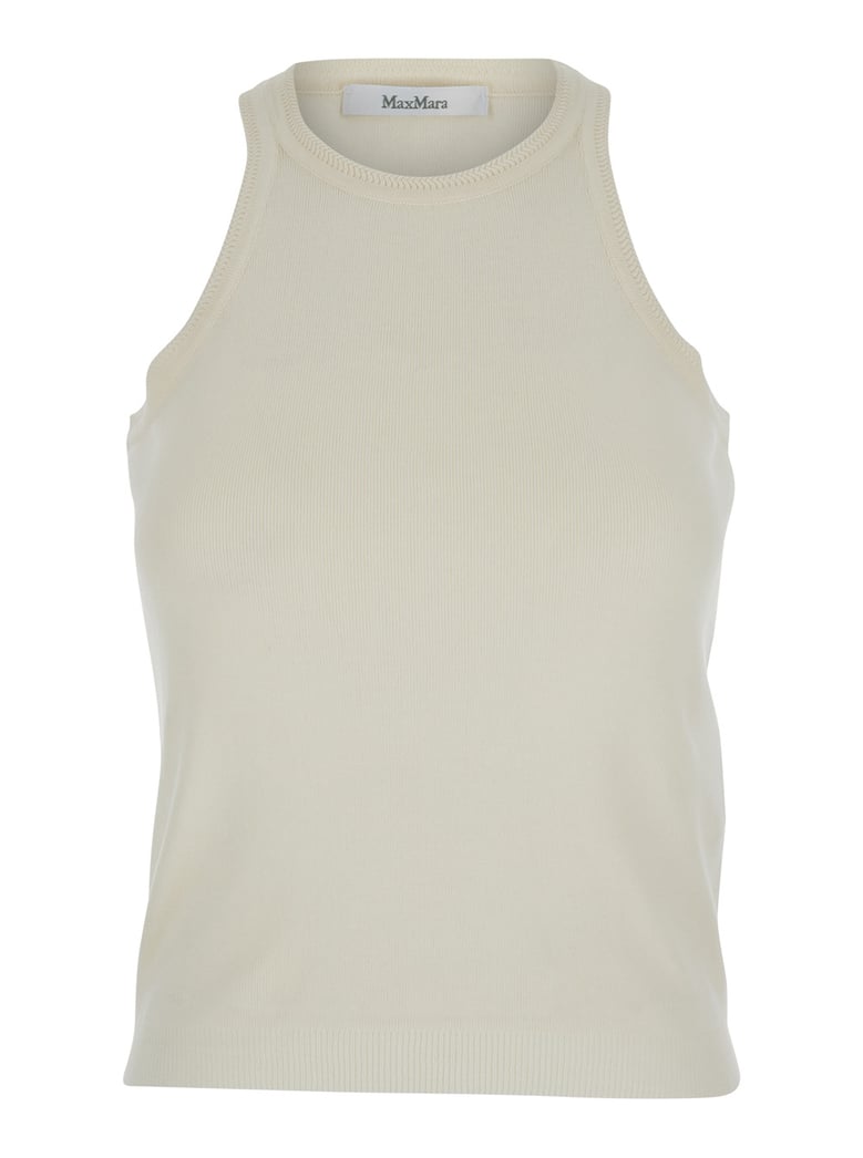 white sleeveless halterneck top in cotton by Selfnex