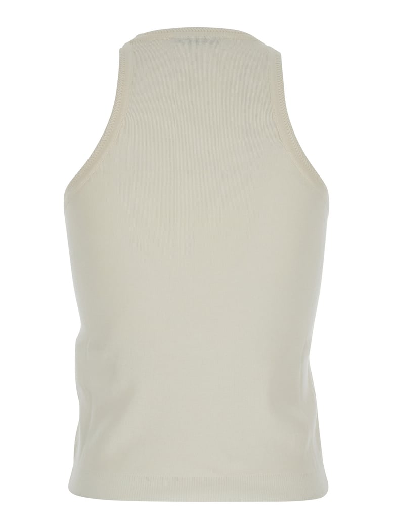 white sleeveless halterneck top in cotton by Selfnex