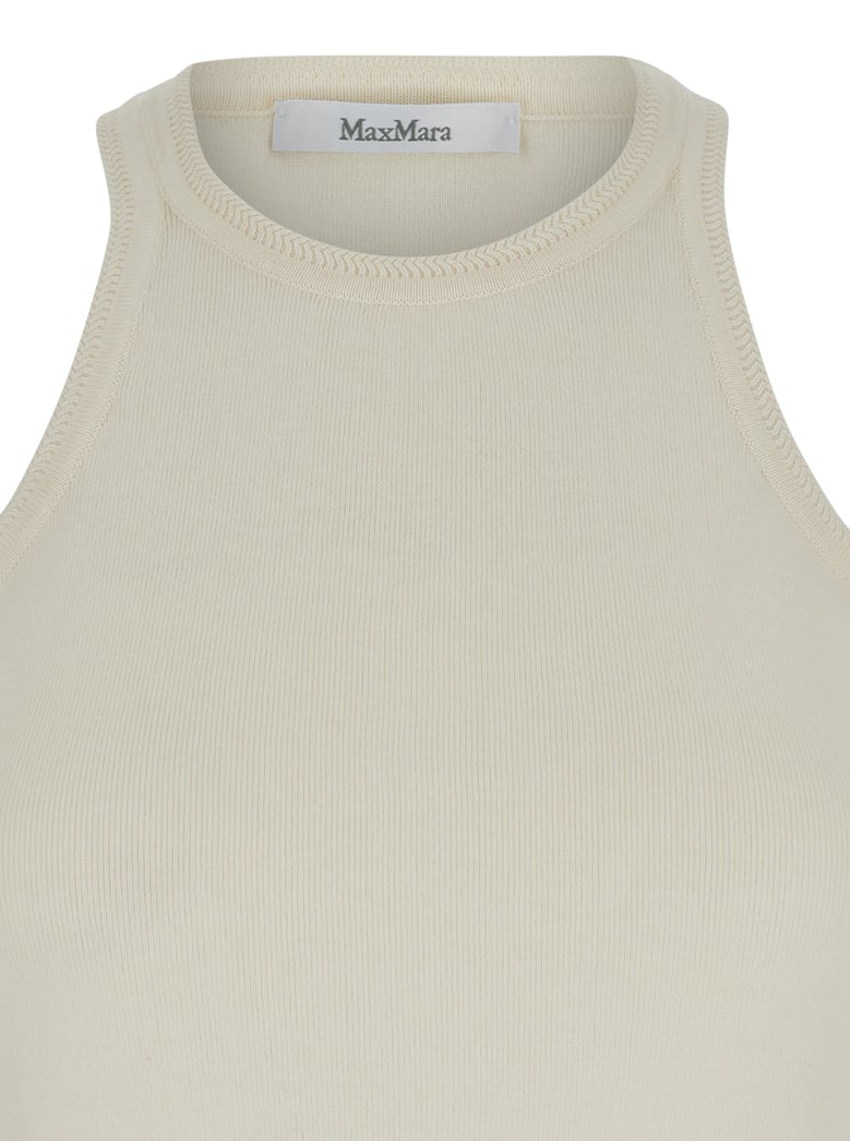 white sleeveless halterneck top in cotton by Selfnex