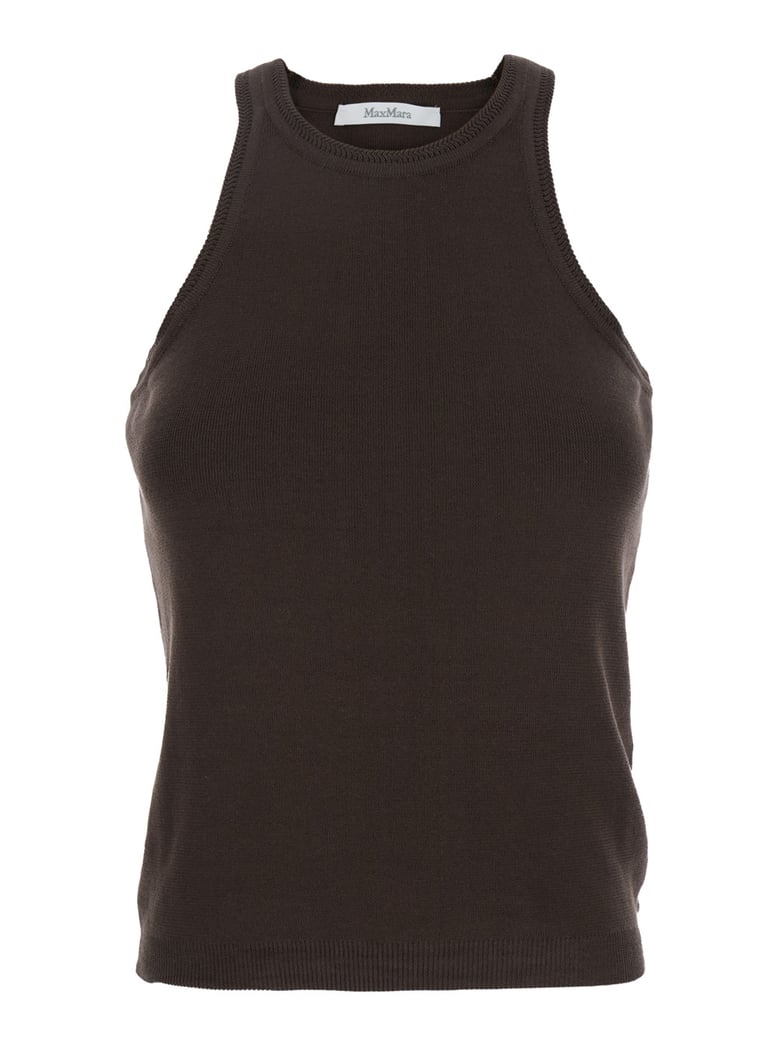 black sleeveless halterneck top in cotton by Selfnex