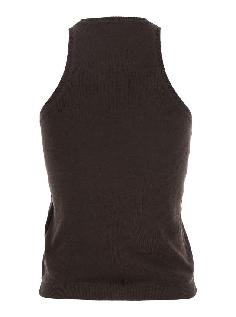 black sleeveless halterneck top in cotton by Selfnex