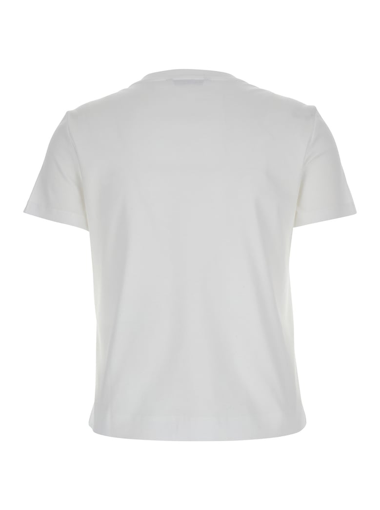white crewneck t-shirt with tonal logo by Selfnex