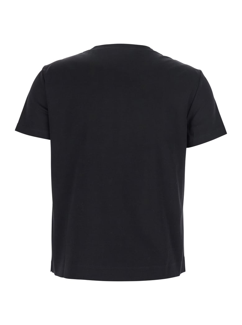 black cotton t-shirt with embroidered logo by Selfnex