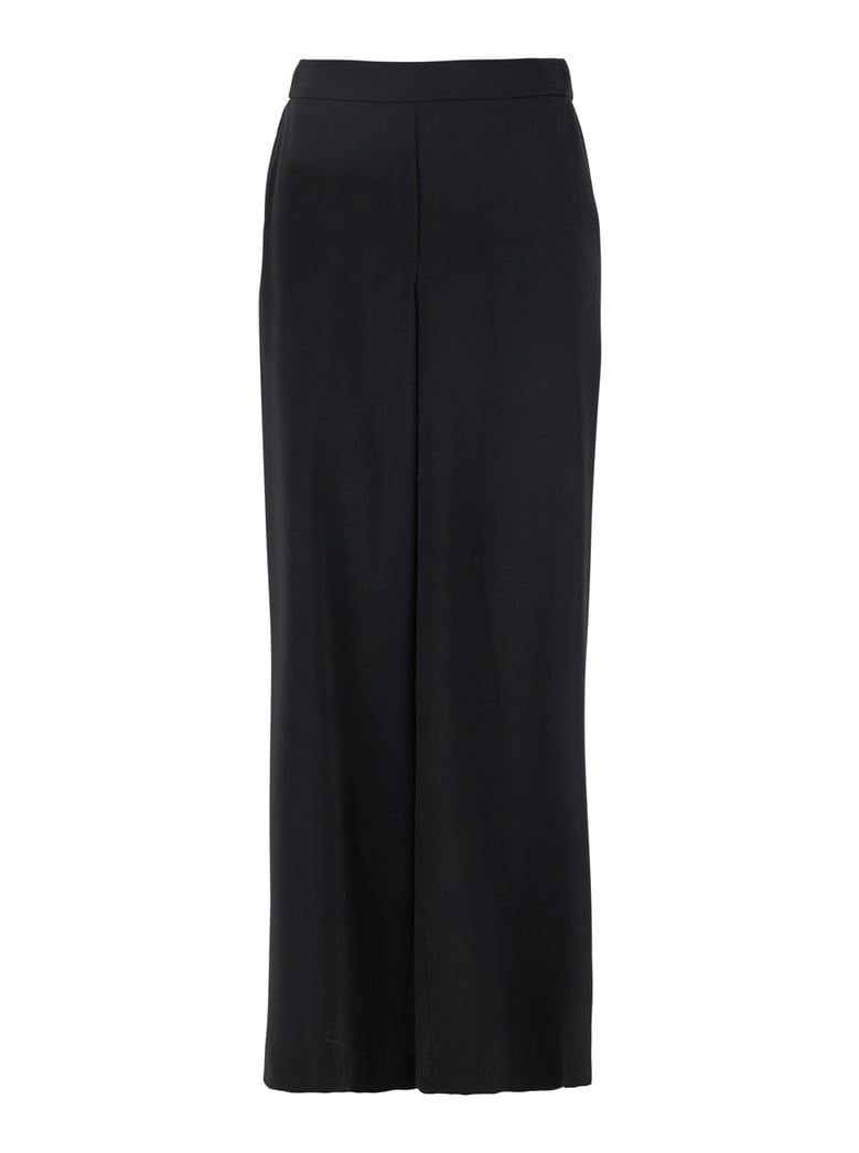 wide leg black pants with elastic waist by Selfnex