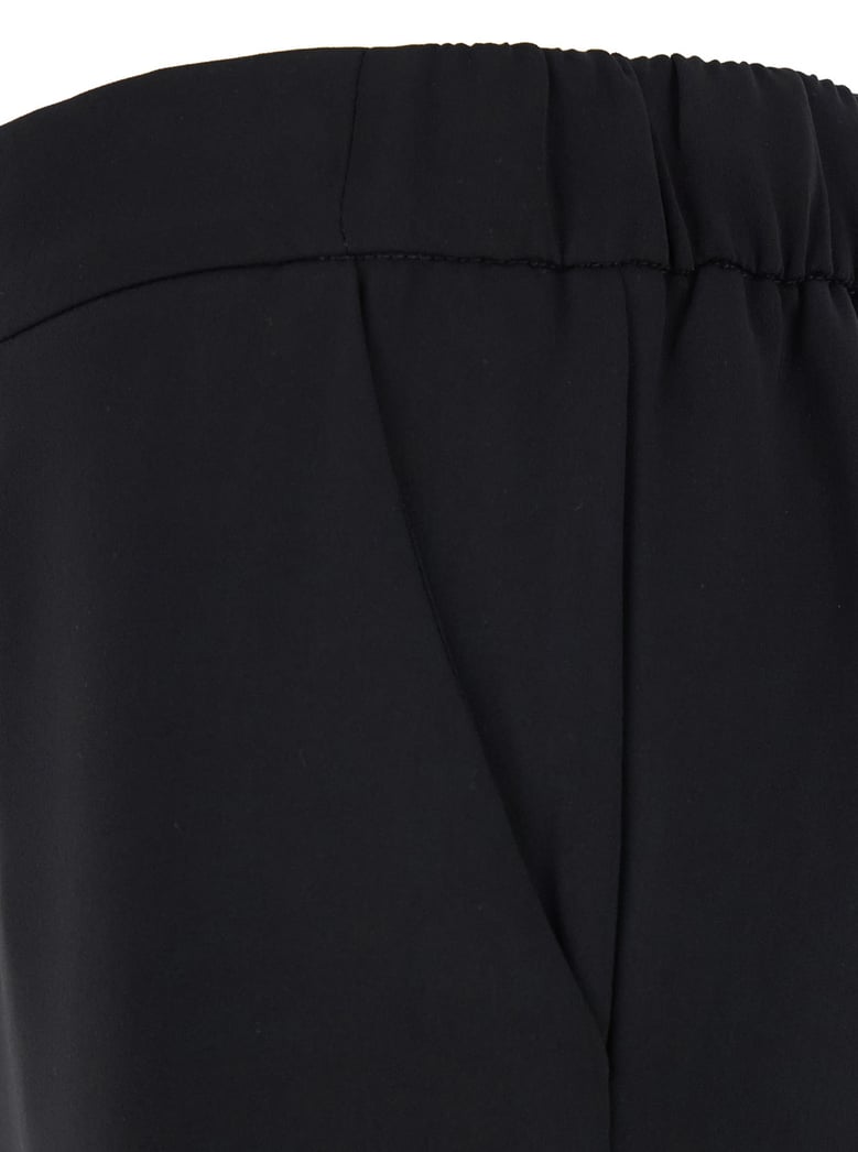 wide leg black pants with elastic waist by Selfnex
