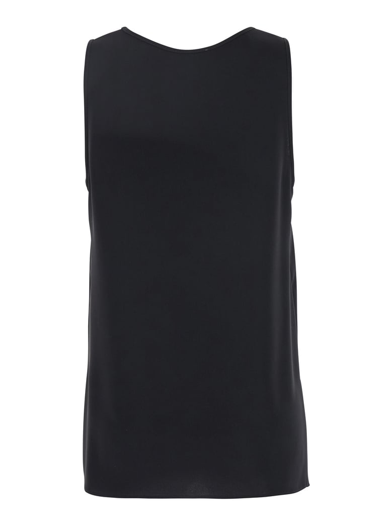 black sleeveless top with round neck by Selfnex