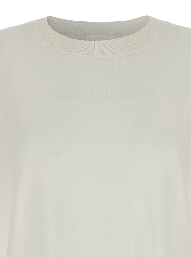 white long-sleeved crewneck sweater by Selfnex