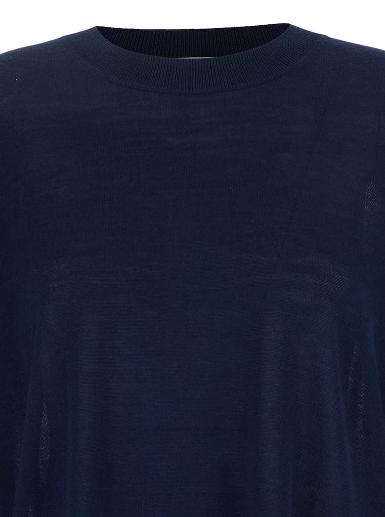 blue long-sleeved crewneck sweater by Selfnex