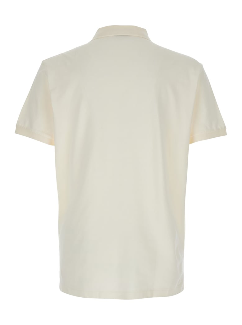 white polo shirt with large pony detail by Selfnex