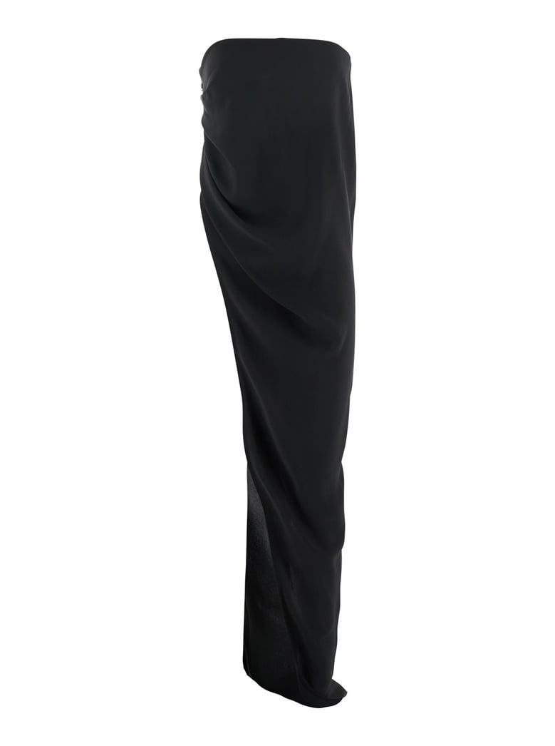 black long dress with asymmetric design by Selfnex