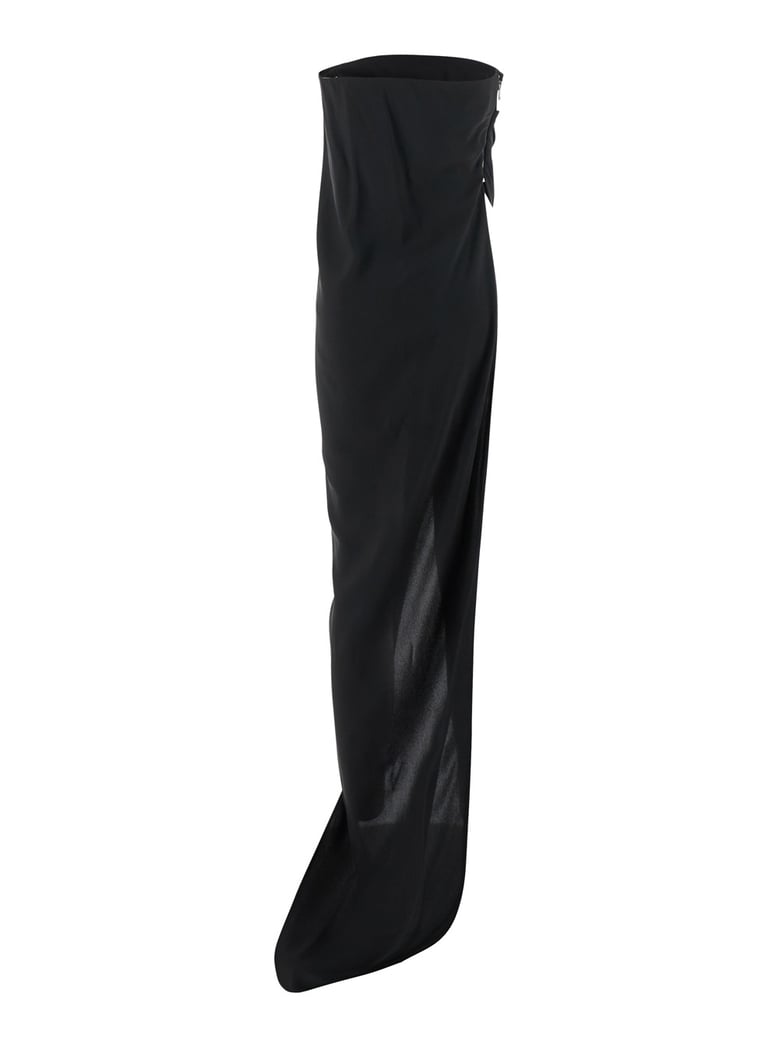 black long dress with asymmetric design by Selfnex
