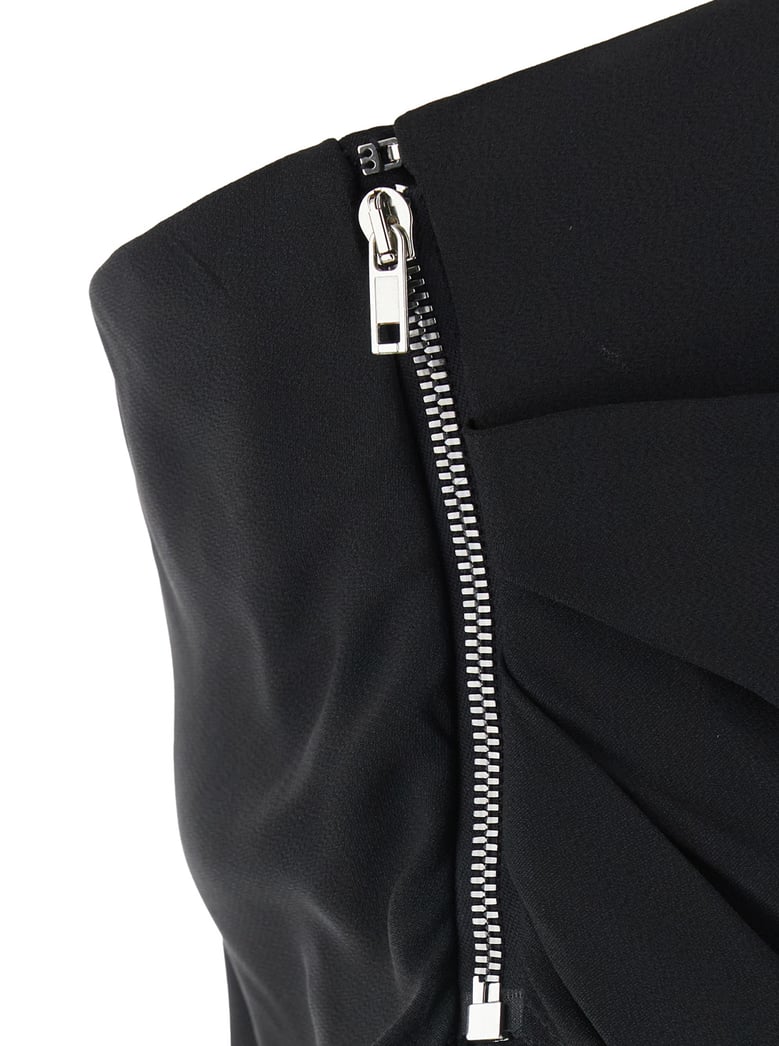 black long dress with asymmetric design by Selfnex