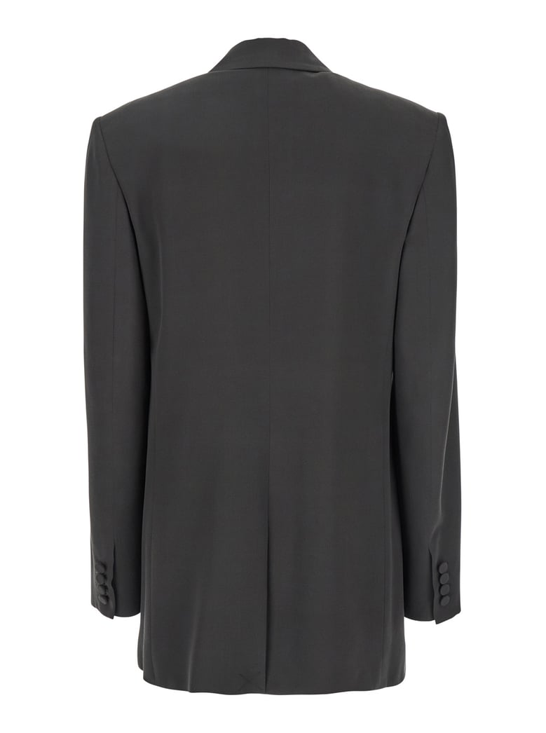 grey single-breasted silk jacket by Selfnex