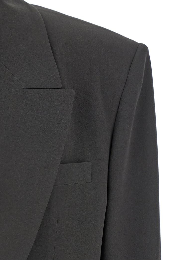 grey single-breasted silk jacket by Selfnex