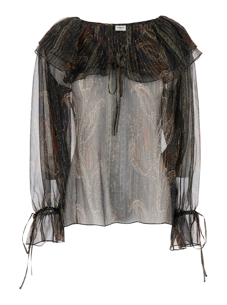 multicolor off-shoulder blouse with poet sleeves by Selfnex