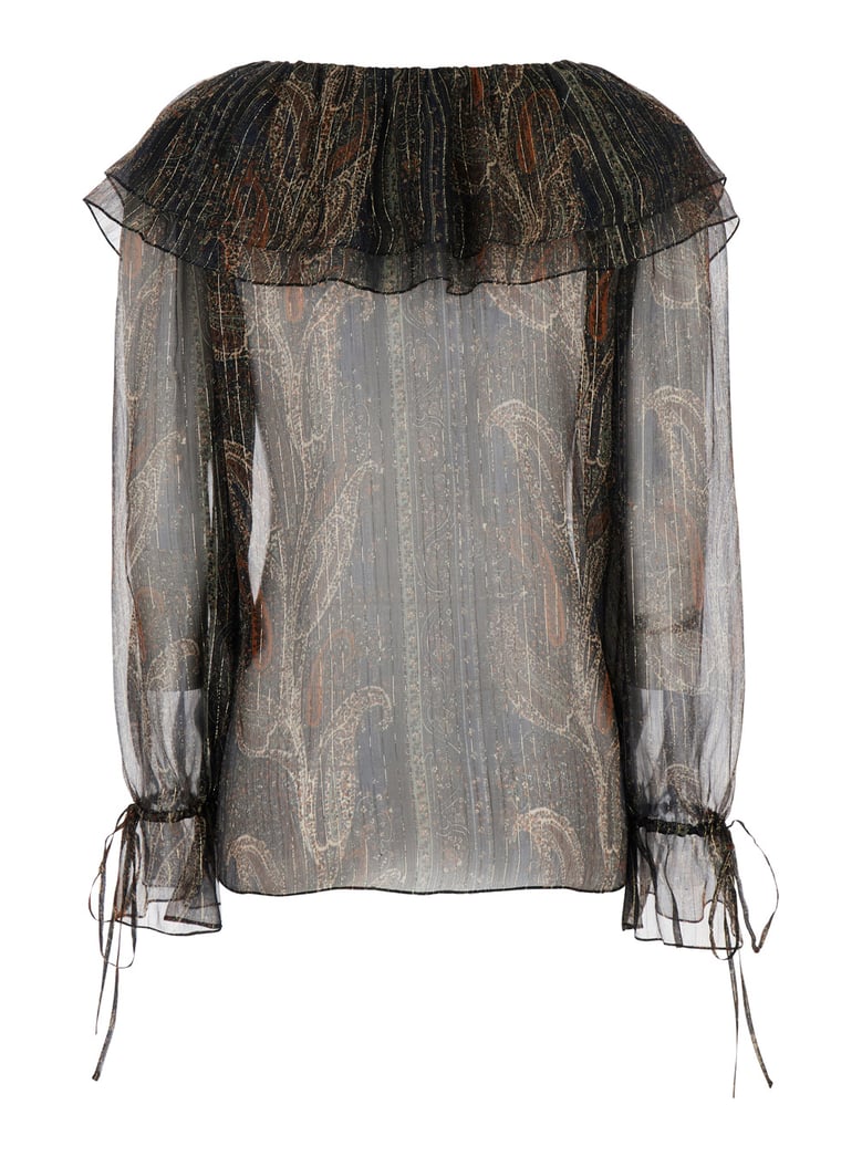 multicolor off-shoulder blouse with poet sleeves by Selfnex