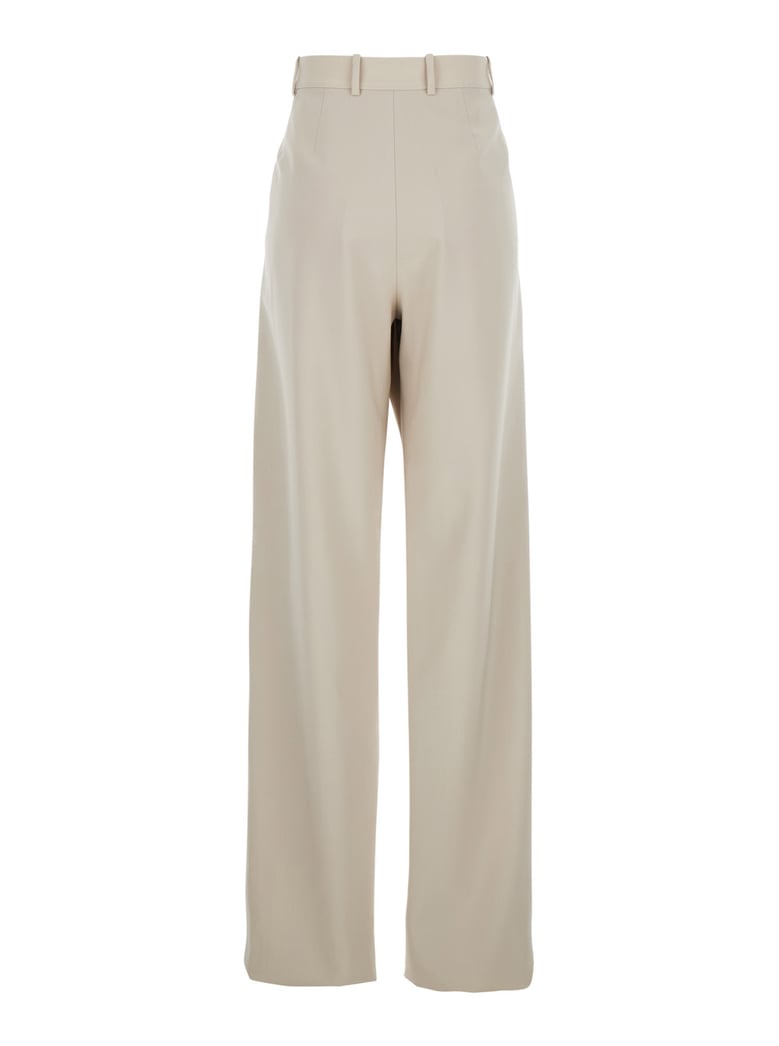 beige wool pants with belt loops by Selfnex