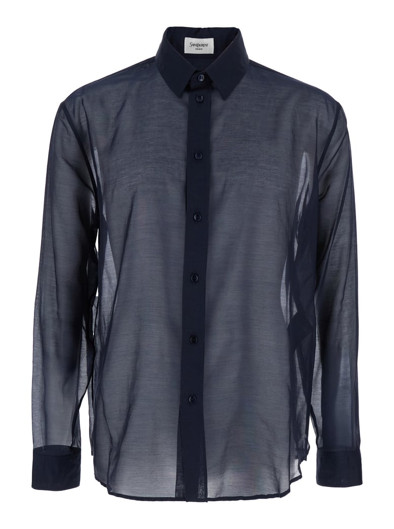 blue shirt with classic collar and details by Selfnex