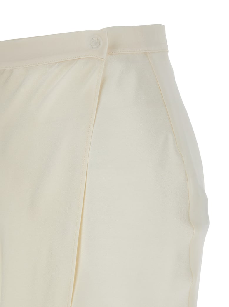 white skirt with wrap design in silk blend by Selfnex