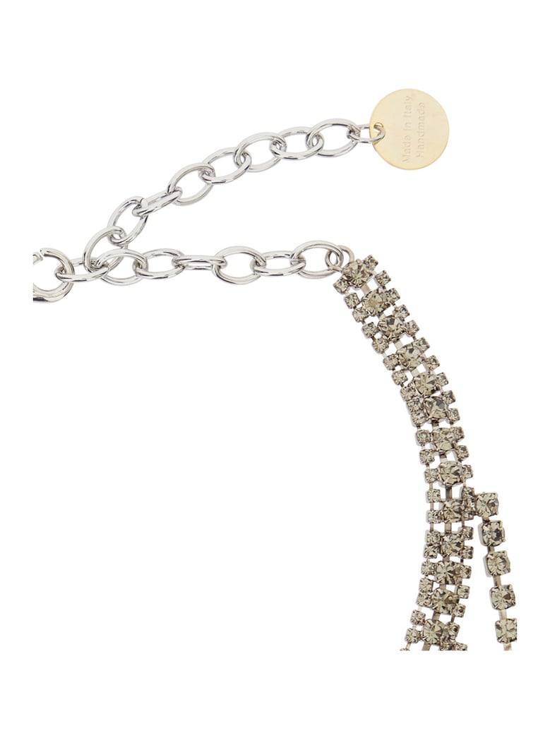 metallic-colored necklace with glass crystals by Selfnex