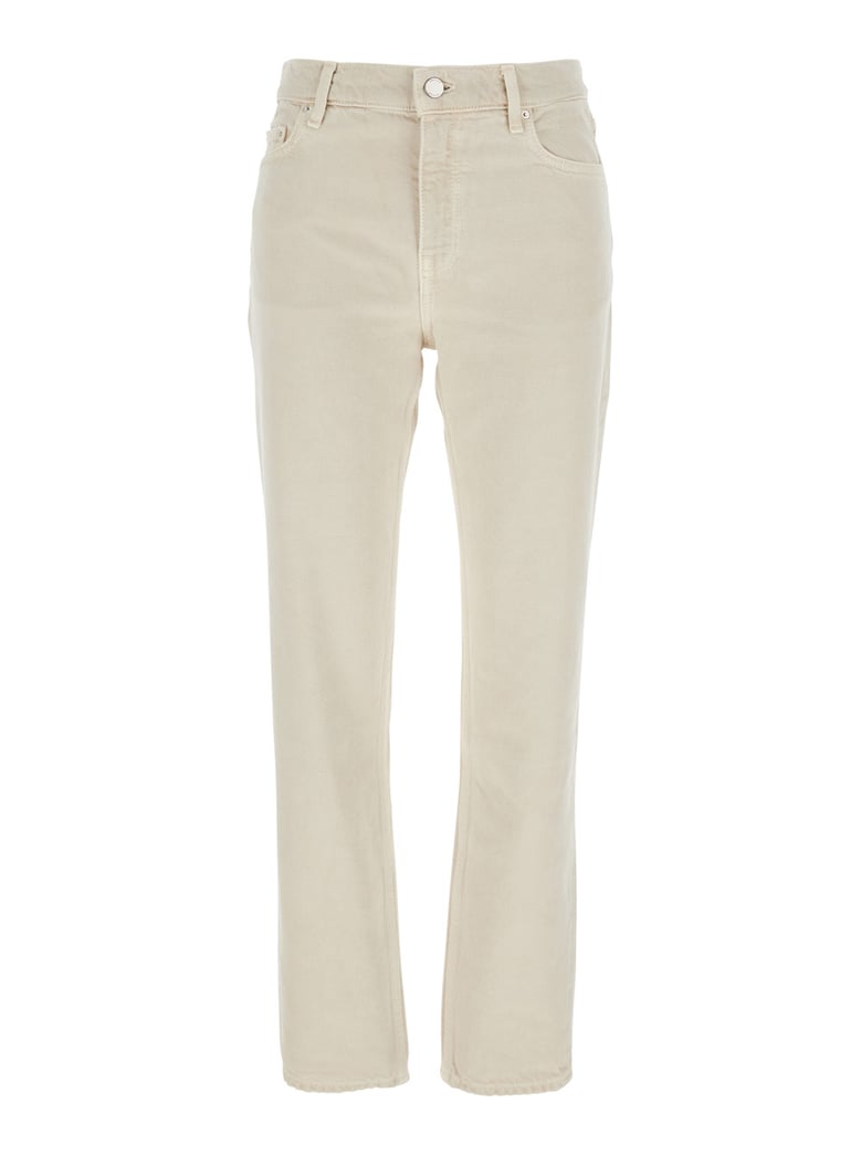 white denim jeans with logo patch by Selfnex