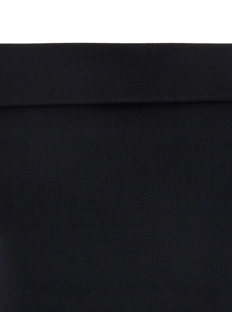 black off-shoulder double-knit top by Selfnex