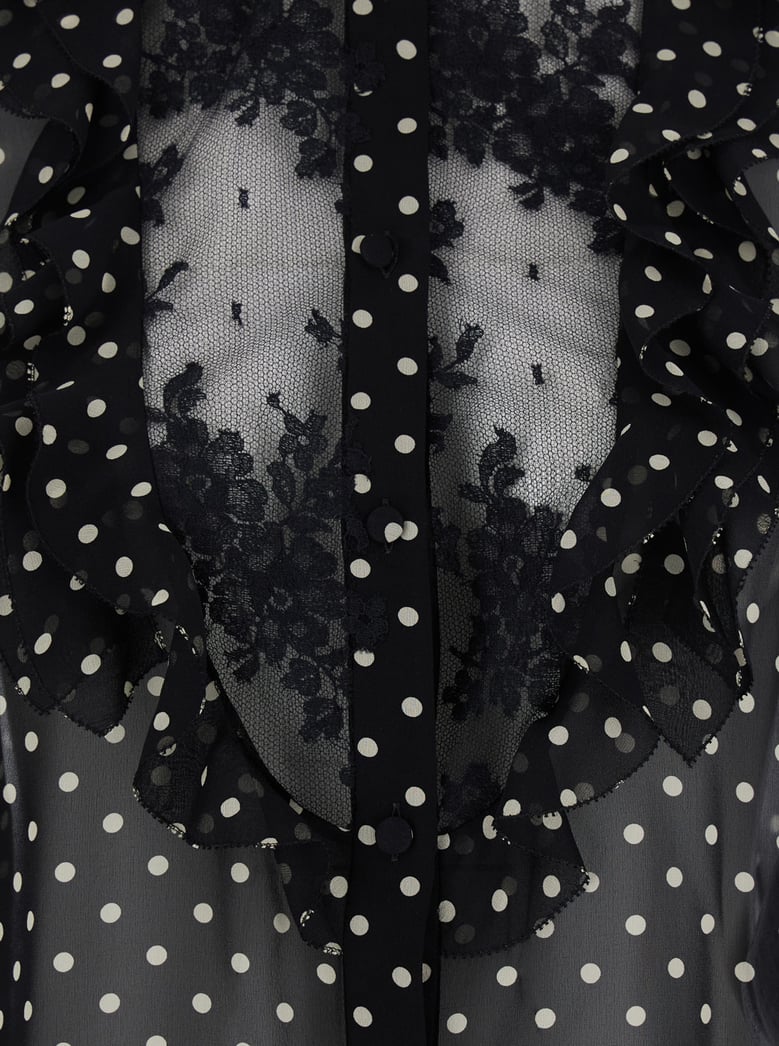 black crewneck shirt with floral embroidery by Selfnex