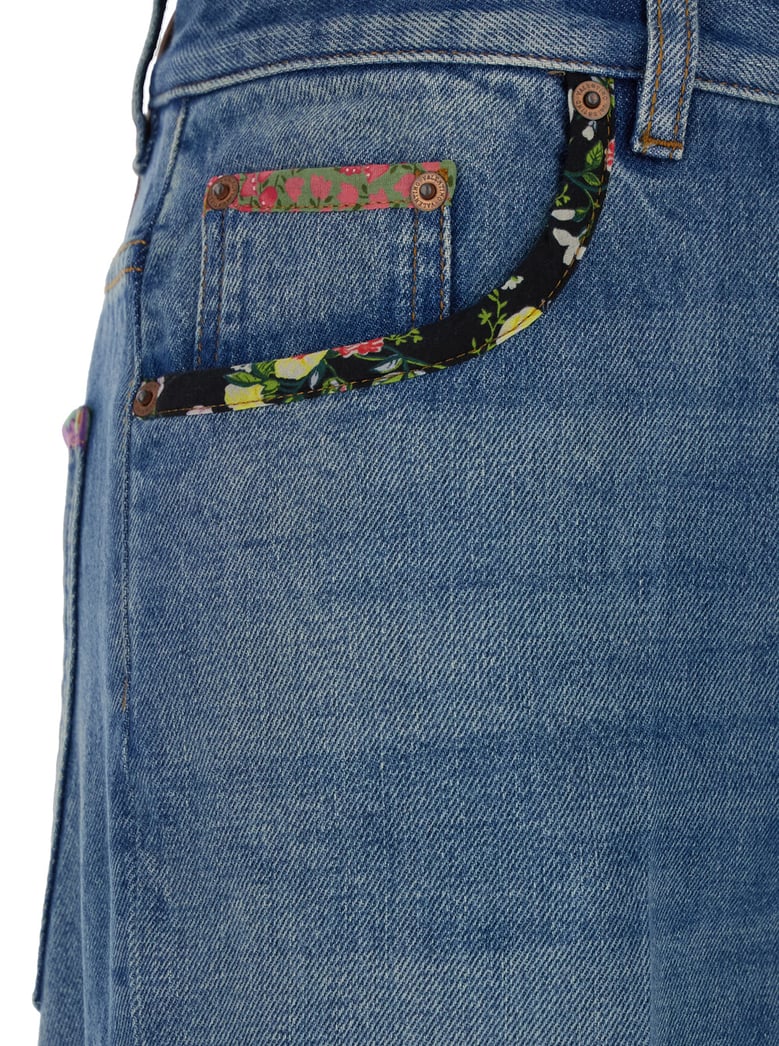 blue jeans with floral details by Selfnex