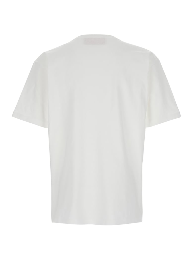 white crewneck t-shirt with maxi logo print by Selfnex
