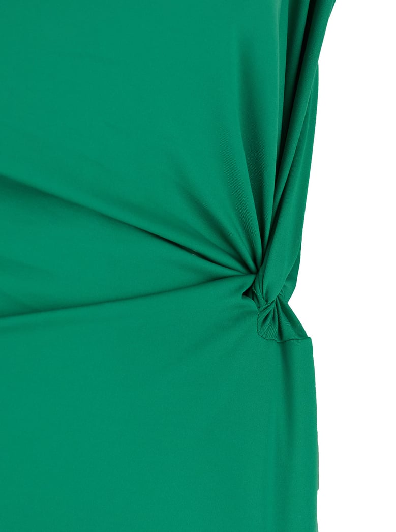 green long dress with pleated details by Selfnex