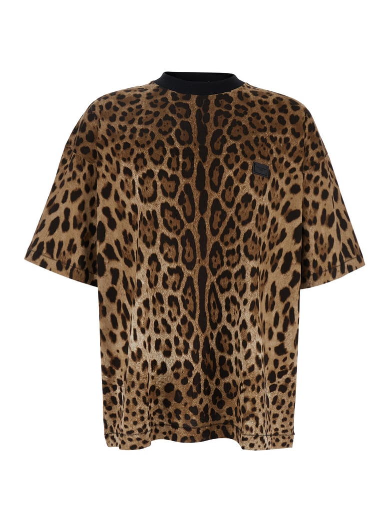brown t-shirt with leopard motif by Selfnex