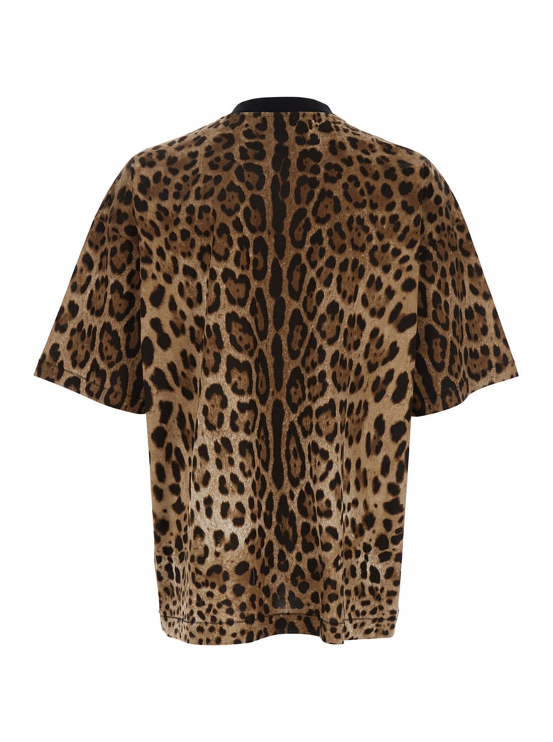 brown t-shirt with leopard motif by Selfnex