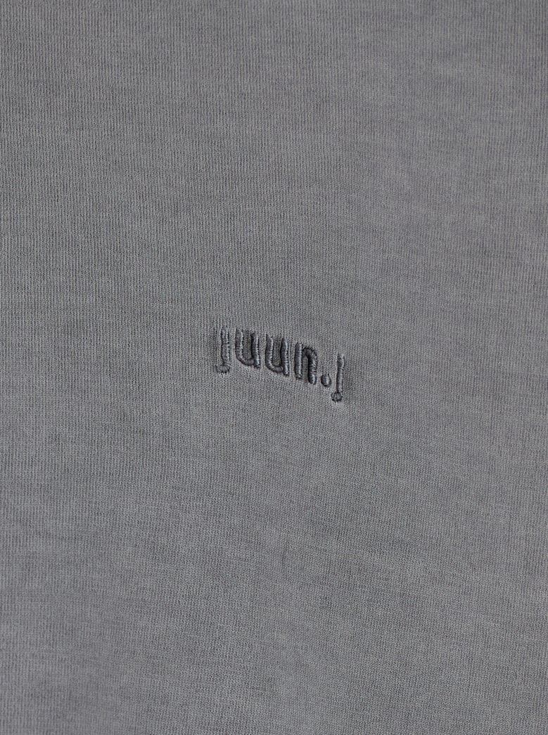 grey t-shirt with embroidered logo by Selfnex