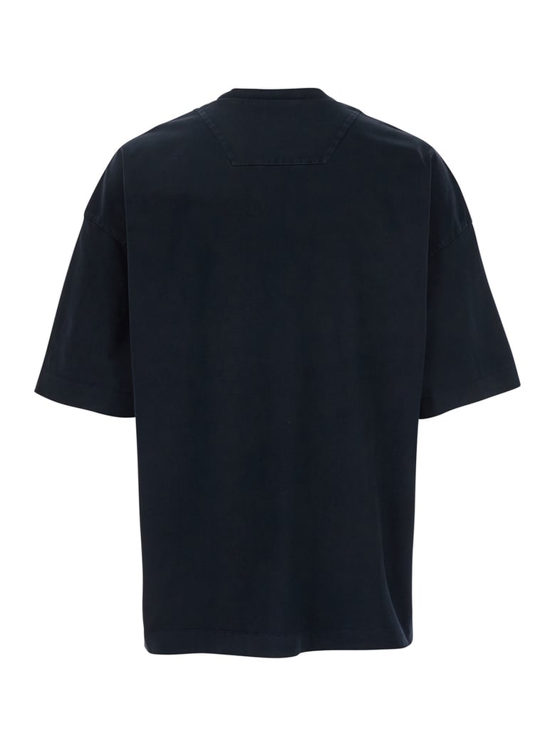 blue t-shirt with embroidered logo by Selfnex