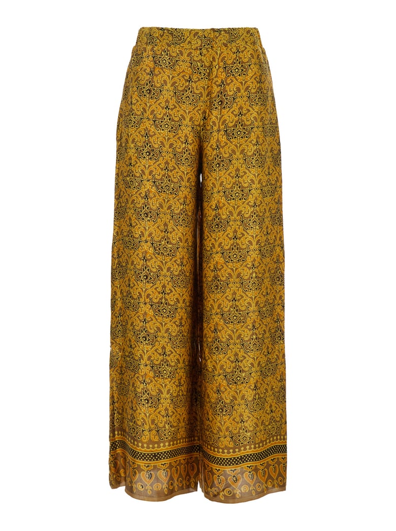 multicolor wide leg silk pants by Selfnex