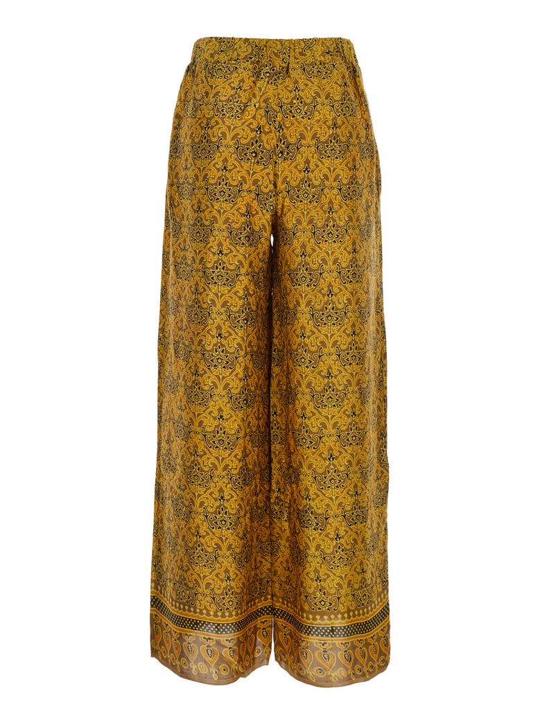 multicolor wide leg silk pants by Selfnex