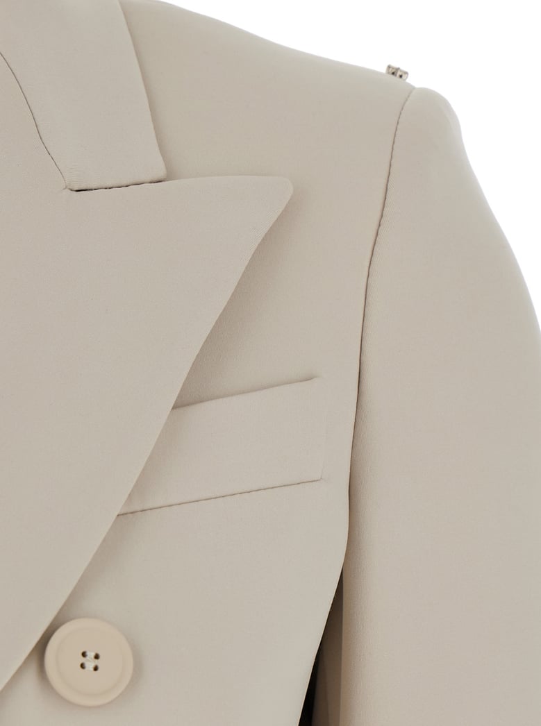 beige double-breasted jacket with peak revers by Selfnex