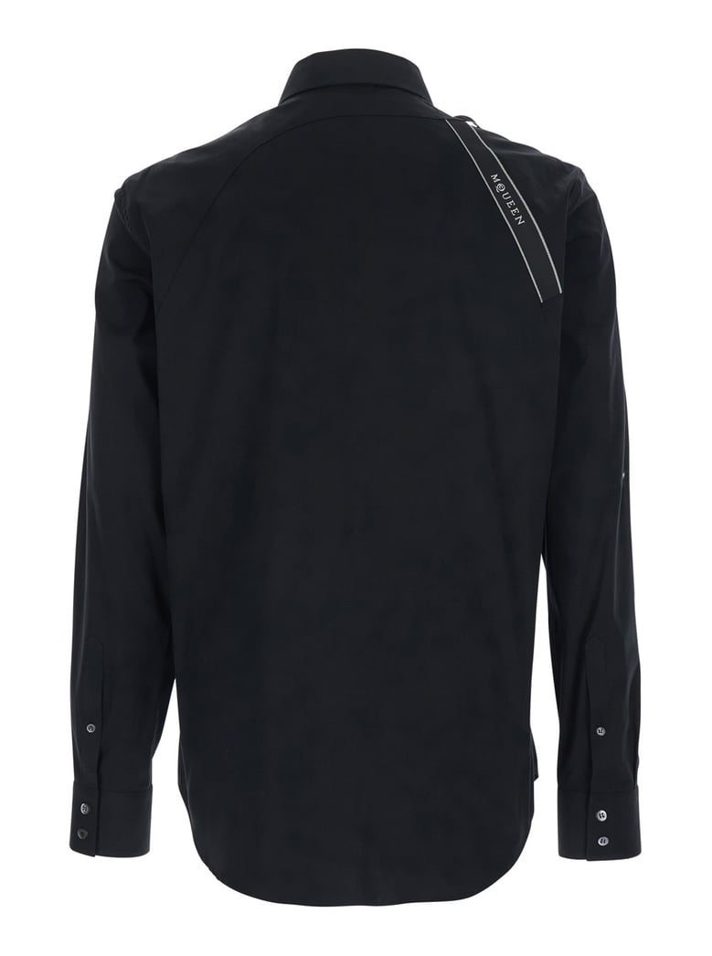shirt with buckle shoulder, black cotton by Selfnex