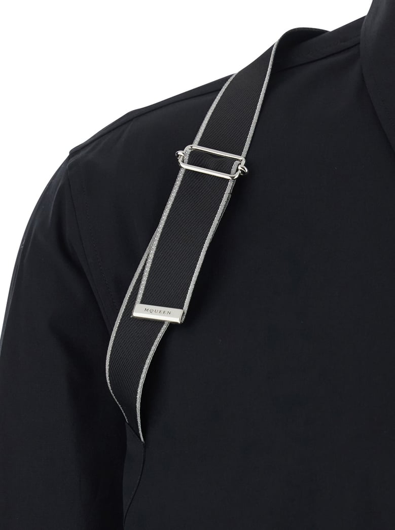 shirt with buckle shoulder, black cotton by Selfnex