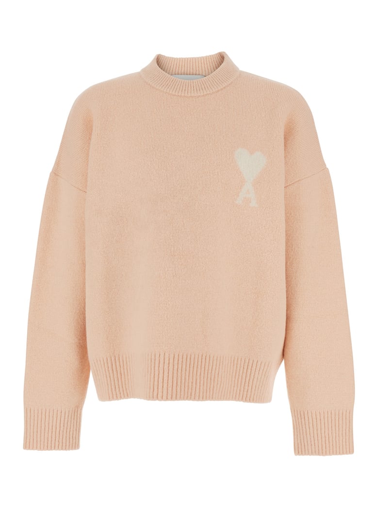crew neck sweater, pink wool-blend by Selfnex