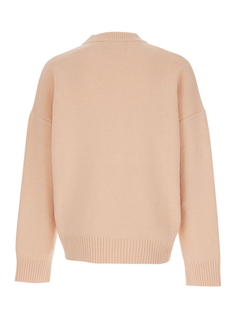 crew neck sweater, pink wool-blend by Selfnex