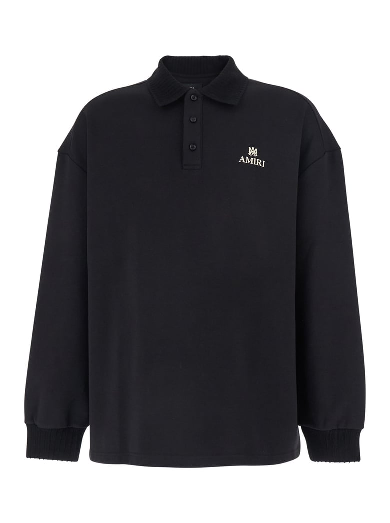 polo-neck sweatshirt black cotton by Selfnex