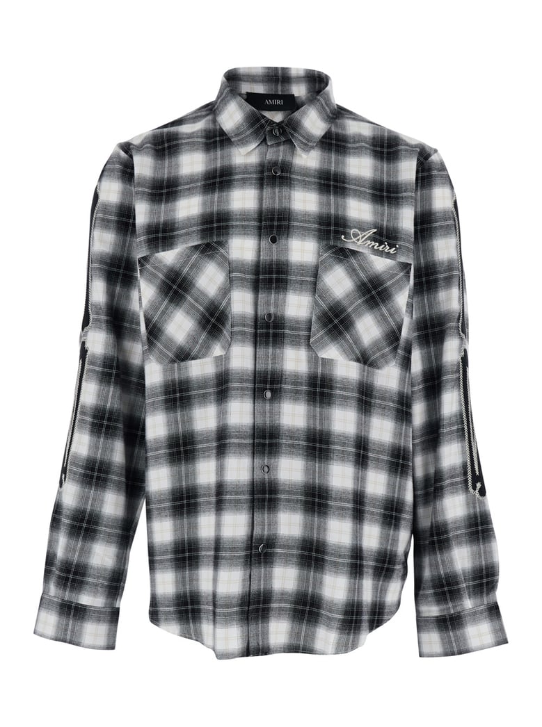 shirt with classic collar, white/black cotton by Selfnex