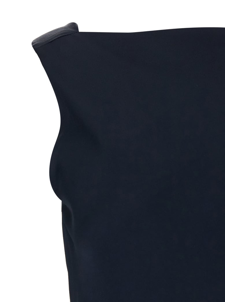 dress with draped neckline blue by Selfnex