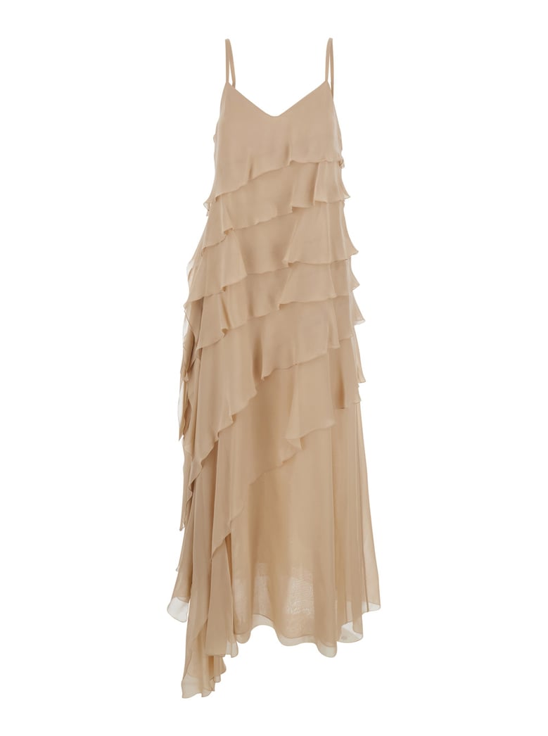 long dress marylin beige silk by Selfnex