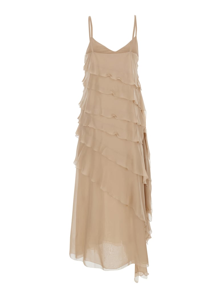 long dress marylin beige silk by Selfnex